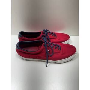 Tommy Hilfiger Men’s Casual Low Top Sneakers Red Blue Sz 10.5 Canvas Lace Up